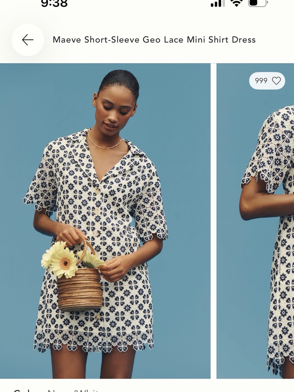 Maeve Navy & White Floral Eyelet Shirt Dress